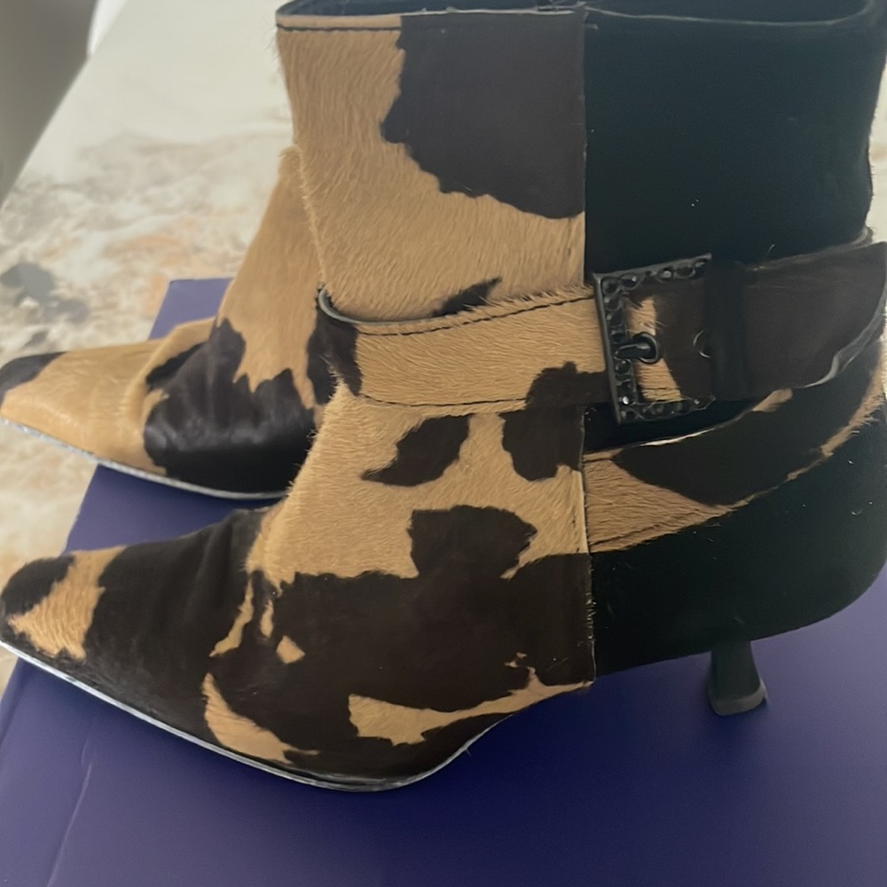 Stuart Weitzman Pony Calf Bootie With Rhinestone … - image 2